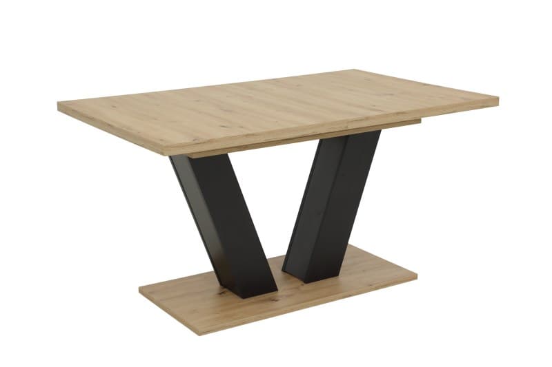 Esstisch - ausziehbar, LB ca. 140x90 cm, Artisan Eiche Nachbildung, Schwarz