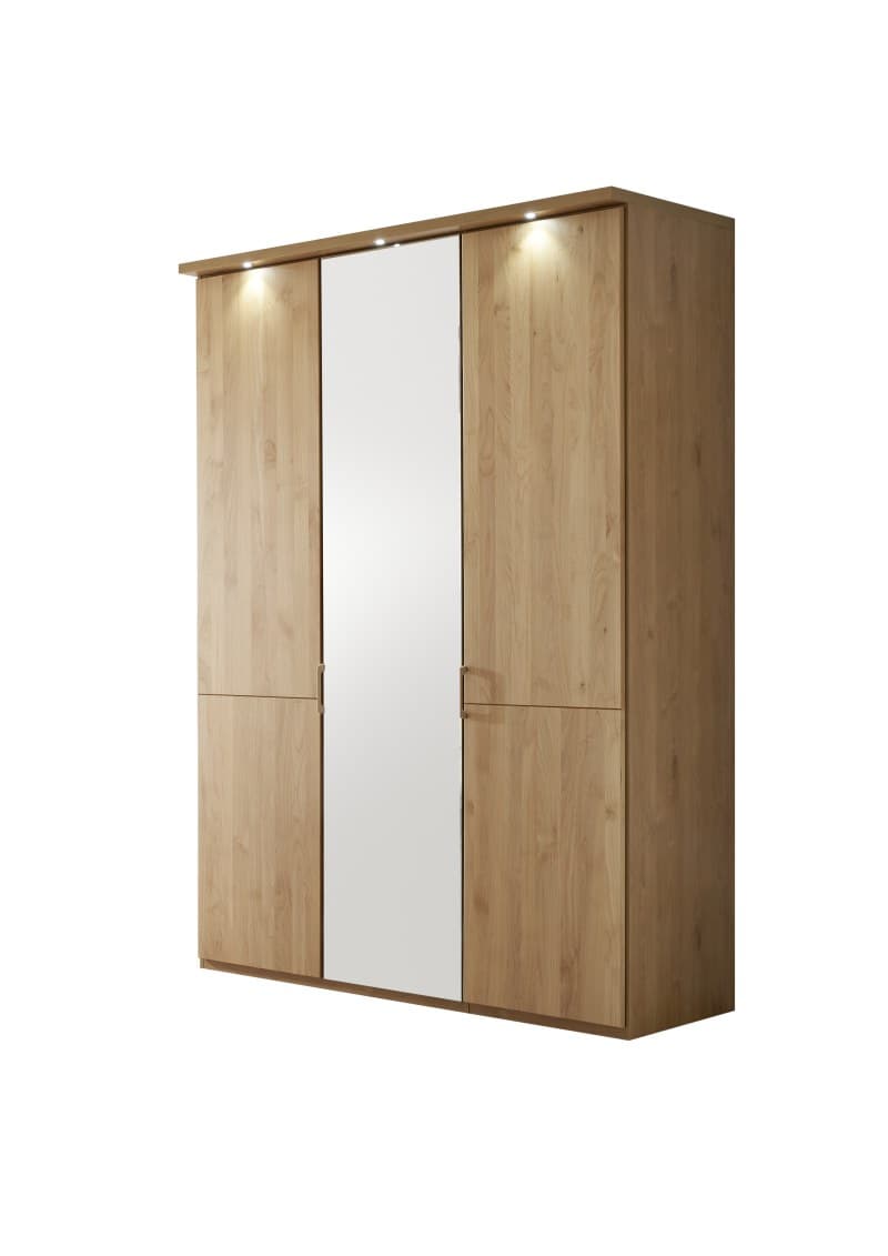 Drehtürenschrank EM Sabugal - B. ca. 150 cm,  Erle teilmassiv, Kristallspiegel