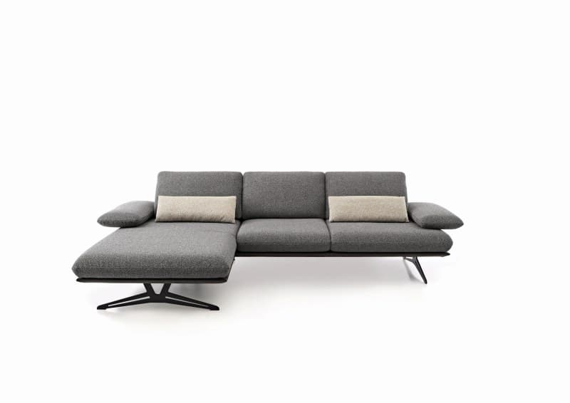 Ecksofa - Longchair links mit 2,5-Sitzer, Rückenlehne/Armlehne verstellbar, Stoff, Grau