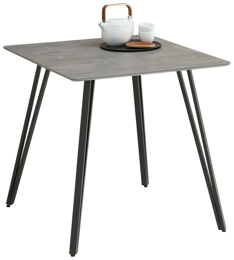 Esstisch - LB ca. 80x80 cm, Betonoptik, Schweizer Kante, Schwarz