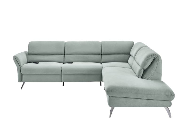 Ecksofa - 3-Sitzer mit Ecke rechts, Rückenlehne verstellbar, Stoff, Mint