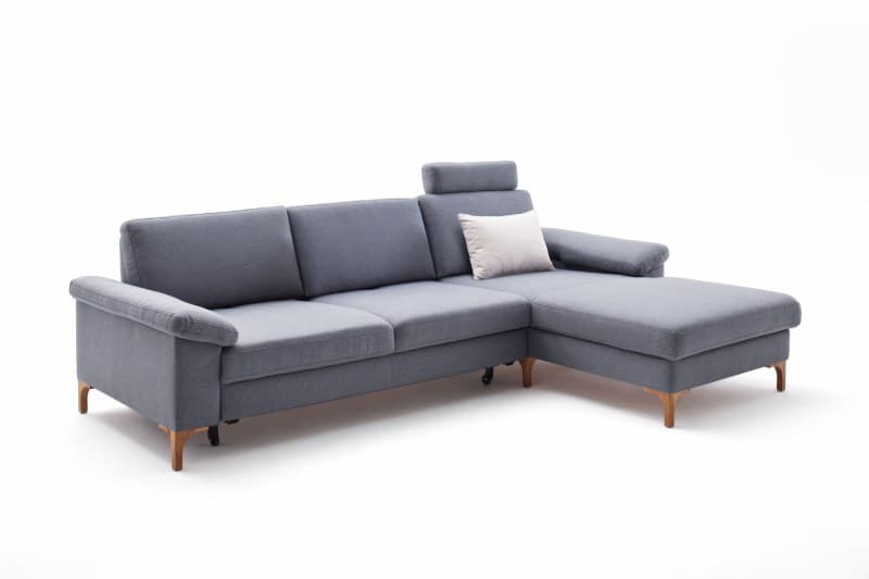 Ecksofa - 2,5-Sitzer mit Longchair rechts, Rückenlehne verstellbar, Stoff, Grau