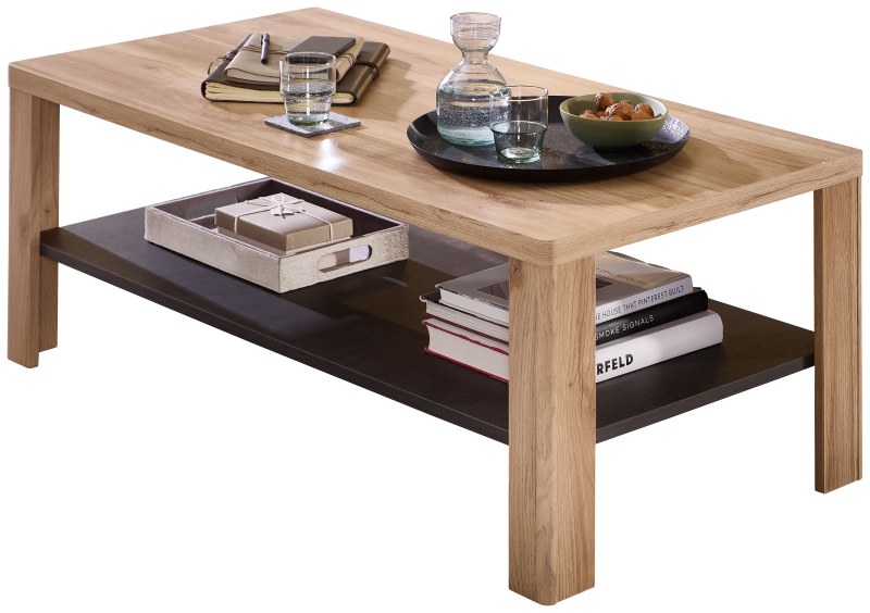 Couchtisch - LB ca. 120x60 cm, Eiche Nachbildung, Eiche dunkel Nachbildung