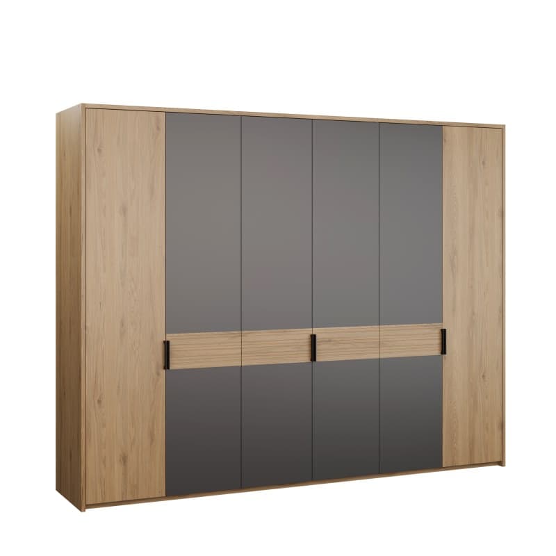 Drehtürenschrank FALLEA- B ca. 265 cm, Wildeiche Natur, Dunkelgrau