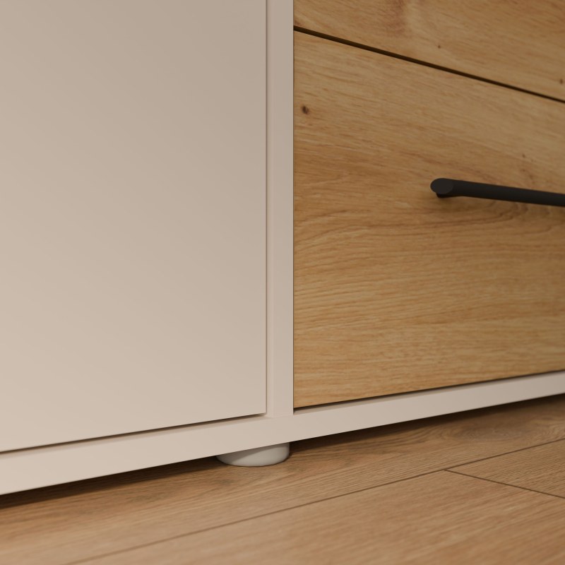 Drehtürenschrank FATHIE- B ca. 206 cm, Sand, Eiche Dekor