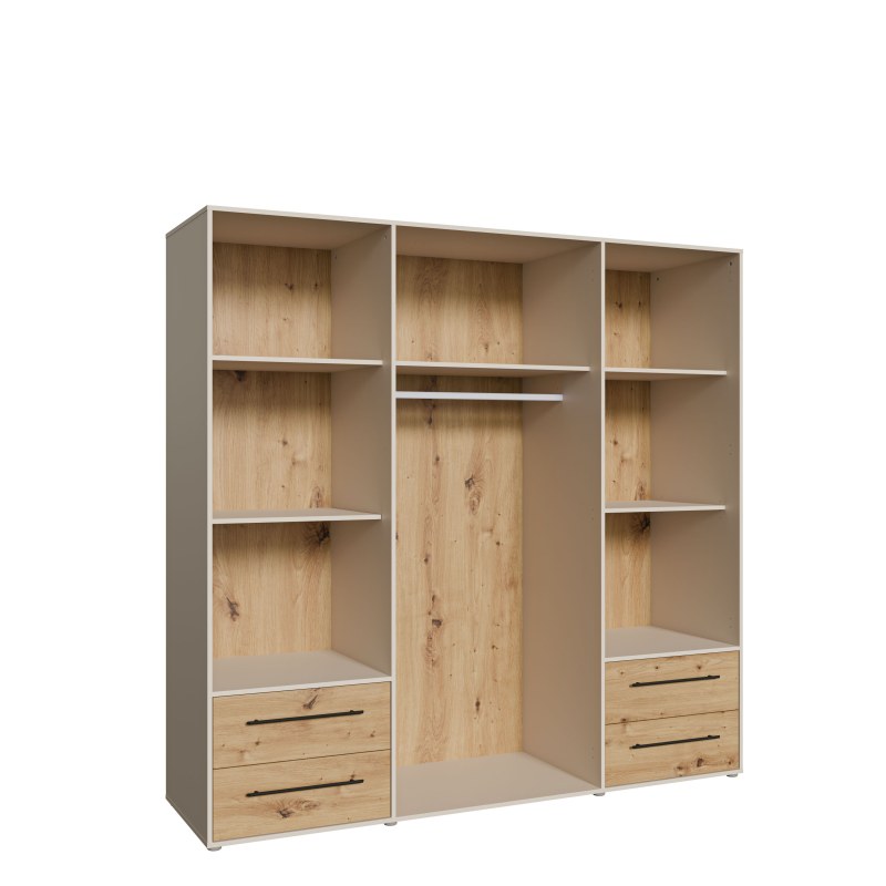 Drehtürenschrank FATHIE- B ca. 206 cm, Sand, Eiche Dekor