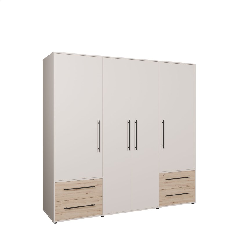 Drehtürenschrank FATHIE- B ca. 206 cm, Sand, Eiche Dekor