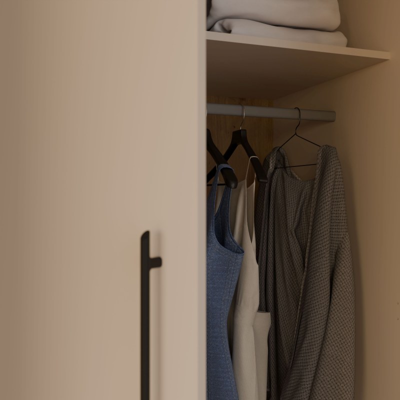 Drehtürenschrank FATHIE- B ca. 206 cm, Sand, Eiche Dekor