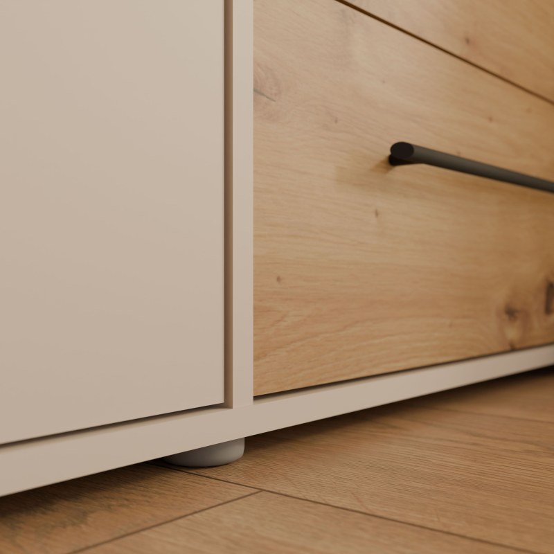 Drehtürenschrank FATHIE- B ca. 206 cm, Sand, Eiche Dekor