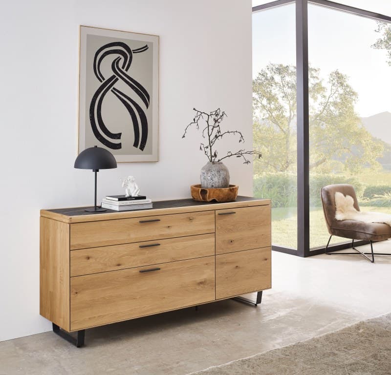 Sideboard - Wildeiche massiv, Abdeckblatt Wildeiche