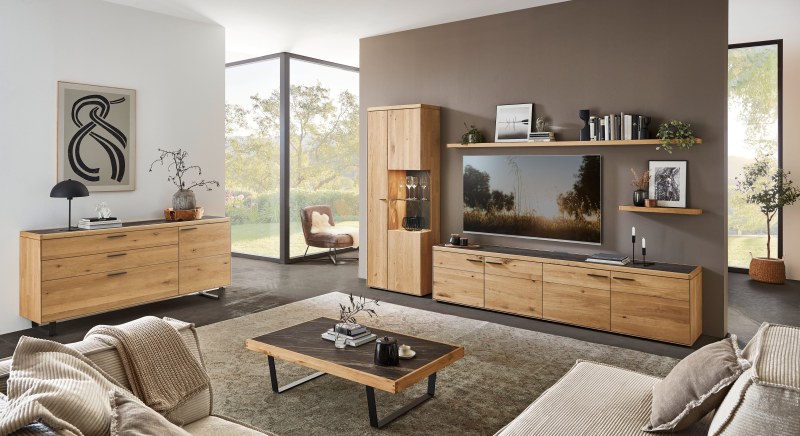 Sideboard - Wildeiche massiv, Abdeckblatt Wildeiche