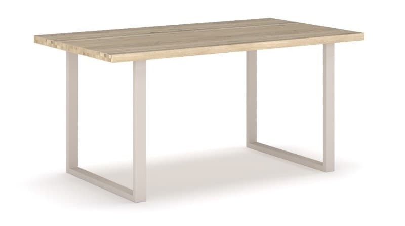 Esstisch - LB ca. 180x100 cm, Eiche bianco massiv geölt, Kreidefarben