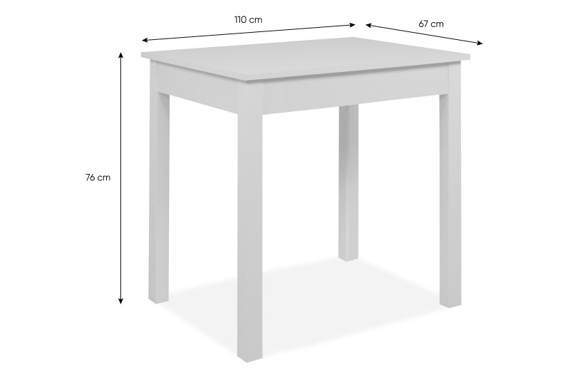 Esstisch - LB ca. 110x67 cm, Weiß