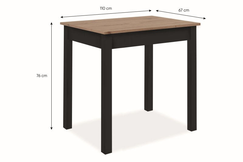 Esstisch - LB ca. 110x67 cm, Artisan Eiche Nachbildung, Schwarz