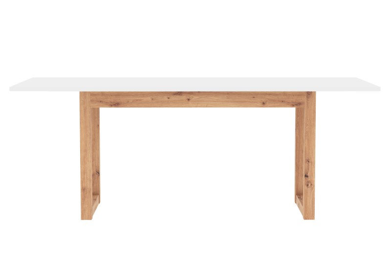 Esstisch - ausziehbar, LB ca. 160x80 cm, Weiß, Artisan Eiche Nachbildung