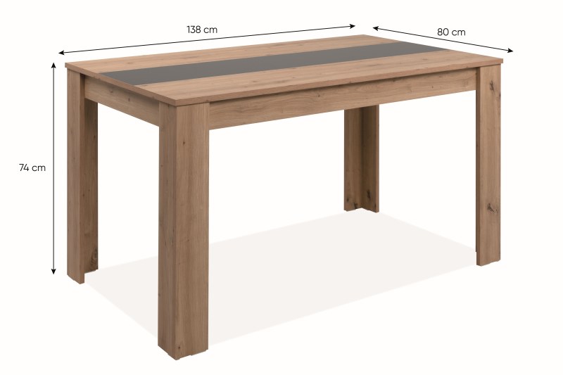 Esstisch - LB ca. 138x80 cm, Artisan Eiche Nachbildung, Anthrazit