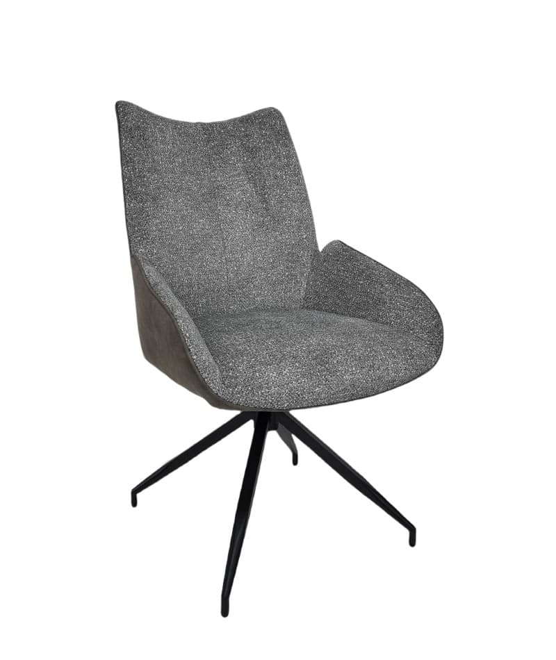 Stuhl MAUREEN - drehbar, Stoff, Grau, Braun