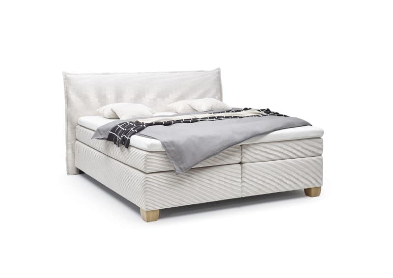 Boxspringbett HADAI- Liegefläche ca. 180x200 cm, Stoff, Creme