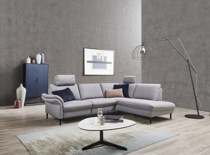 Ecksofa EM Preko - 3-Sitzer mit Ecke rechts, Stoff, Grau