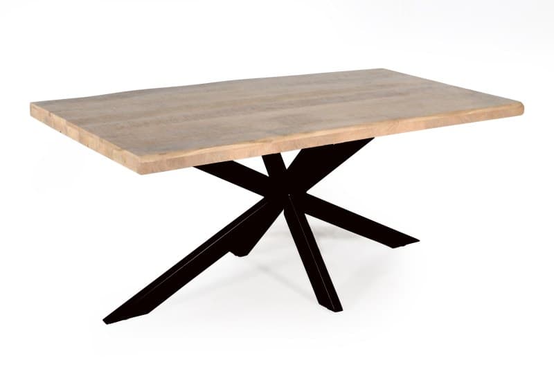 Esstisch - LB ca. 200x100 cm, Mango massiv, Baumkante, Schwarz