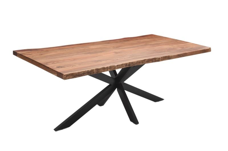 Esstisch - LB ca. 200x100 cm, Akazie massiv, Baumkante, Schwarz