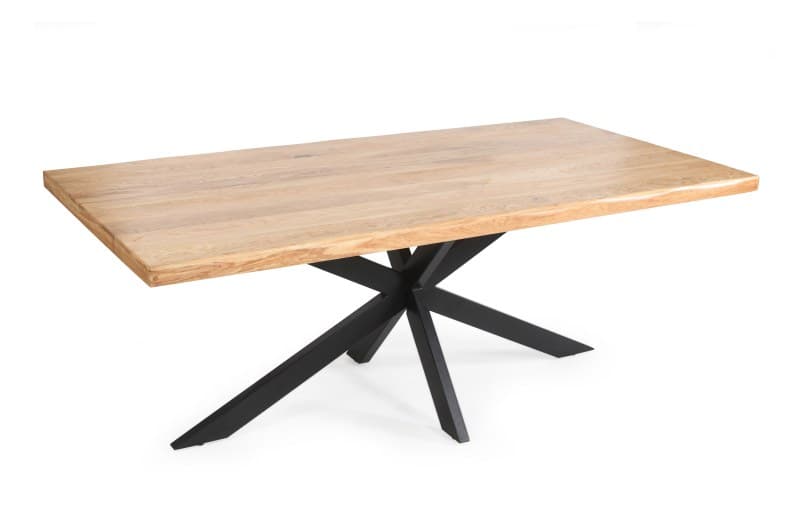 Esstisch - LB ca. 200x100 cm, Eiche massiv geölt, Baumkante, Schwarz