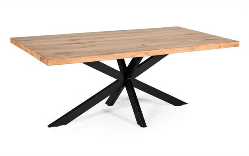 Esstisch - LB ca. 180x90 cm, Wildeiche massiv geölt, Schwarz