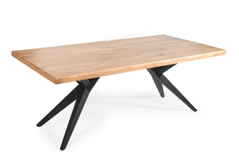 Esstisch - LB ca. 220x100 cm, Eiche massiv geölt, Baumkante, Schwarz