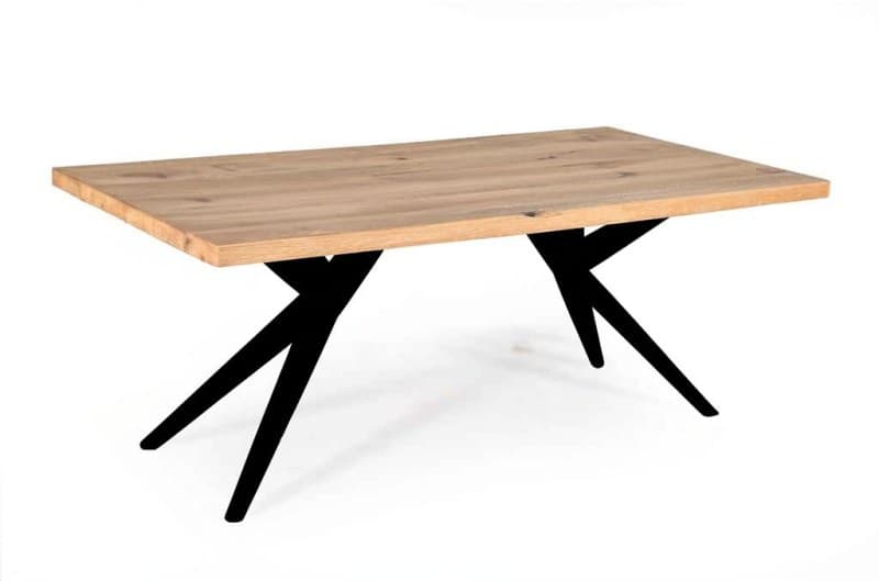 Esstisch - LB ca. 220x100 cm, Wildeiche massiv geölt, Schwarz