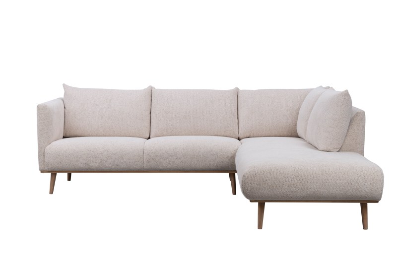 Ecksofa Mille - 2,5-Sitzer mit Ecke rechts, Stoff, Ecru