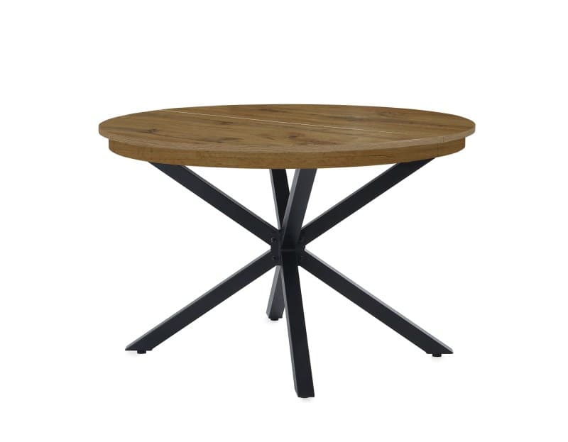Esstisch - ausziehbar, Ø/H ca. 120x77 cm, Wildeiche Nachbildung, Schwarz
