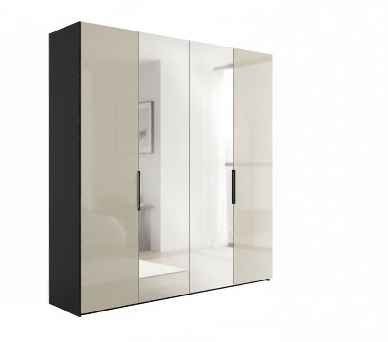 Drehtürenschrank - B ca. 200 cm, Sandglas, Spiegel, Dekor Anthrazit