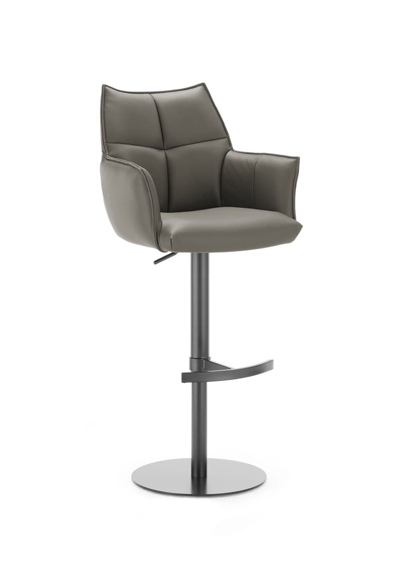 Barhocker MELE - drehbar, höhenverstellbar, Leder, Dunkelbraun