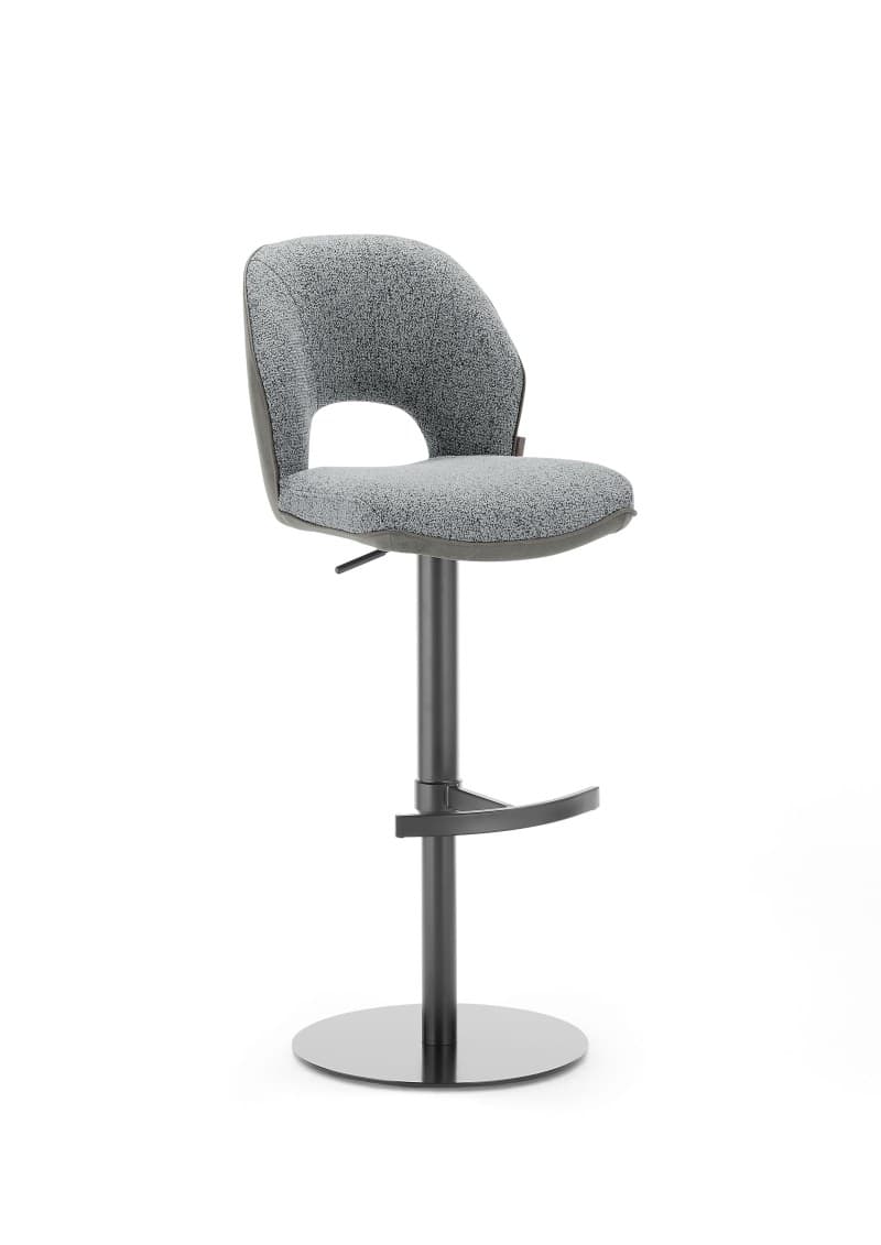 Barhocker MAILE - drehbar, höhenverstellbar, Stoff, Grau, Anthrazit